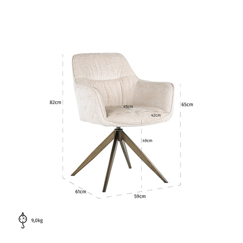 Alia White Chenille Swivel Chair